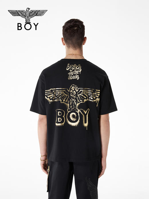 BOYLONDON贺岁系列男女同款22春夏新品黑金虎头印花短袖T恤B221NO101302 商品图1