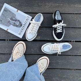 早春新品【日系百搭 复古帆布鞋】INS杏色休闲百搭 复古帆布鞋