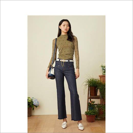 YINER音儿2022春季新款亮丝拼接字母绣花针织衫8c32160060 商品图2