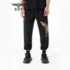 BOYLONDON休闲裤男女同款22春夏新品黑金老鹰印花束口长裤B221N1500002 商品缩略图0