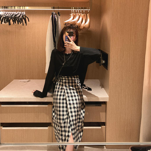 【金蘑菇菇 vintage mood格裙系列】伞裙/直筒裙 复古格子半身裙 商品图1