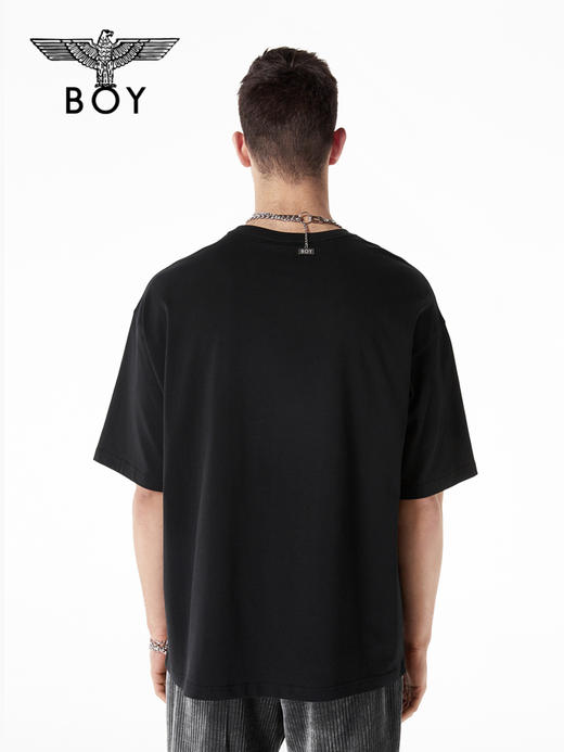 BOYLONDON短袖T恤情侣款22春夏新品潮酷烫钻LOGO印花上衣B221NO101902 商品图1