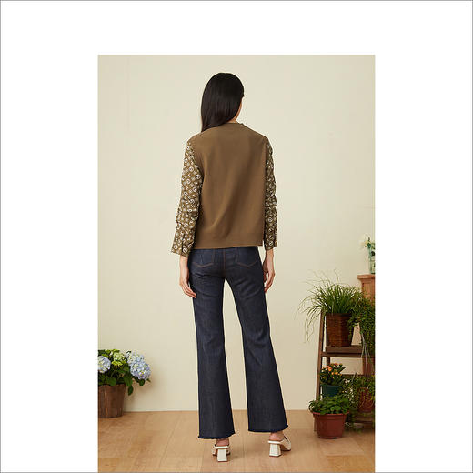 YINER音儿2022春季新款贴布毛边微喇牛仔裤8c32120310 商品图3