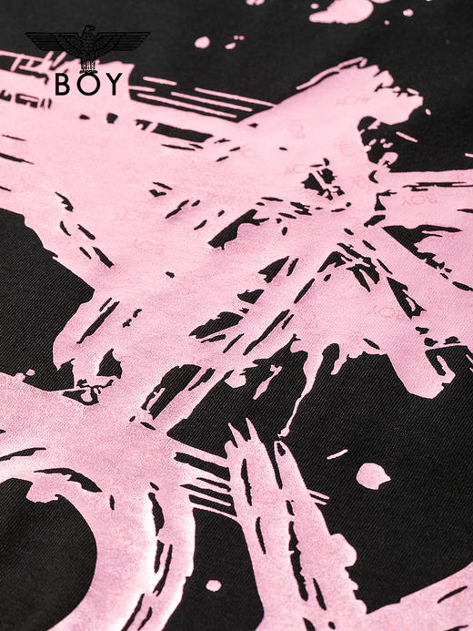 BOYLONDON男女同款22春季新品经典基础款紫金印花短袖T恤B221N0100902 商品图3