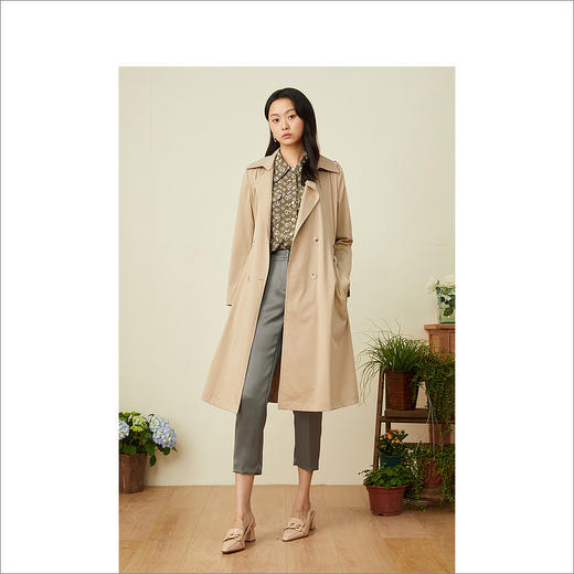 YINER音儿2022春季新款中长款小纽扣西装领风衣8c32107080 商品图2