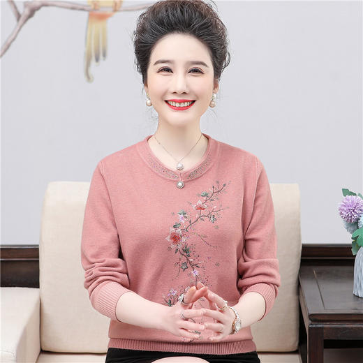 NP- TB667857260390 2022年新款中年女装针织春秋装上衣妈妈薄款毛衣中老年洋气打底衫 商品图1