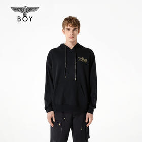 BOYLONDON连帽卫衣男女同款22春夏新品黑金潮酷廓形套头衫B221NO401802