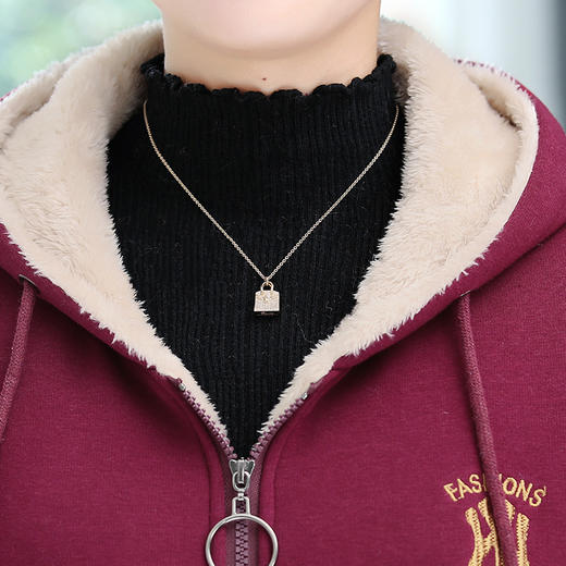 MQ-1238-651 外套女秋冬洋气中年女装加绒加厚秋装短款上衣中老年连帽卫衣 商品图3