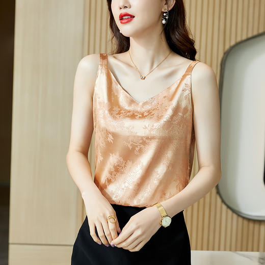 内搭设计感，小众外穿大码缎面吊带背心KQL-509 商品图0
