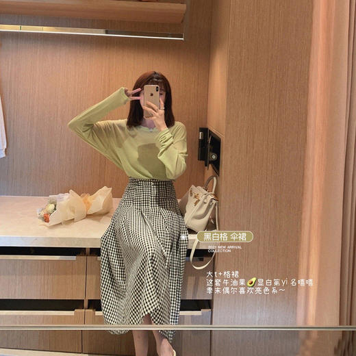 【金蘑菇菇 vintage mood格裙系列】伞裙/直筒裙 复古格子半身裙 商品图2