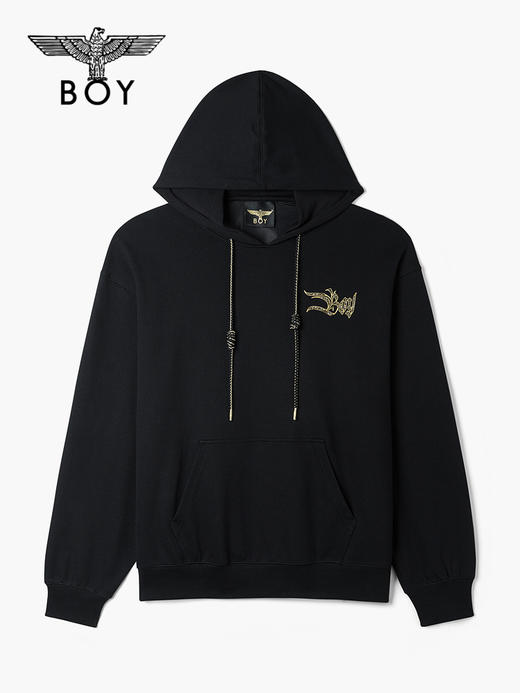 BOYLONDON连帽卫衣男女同款22春夏新品黑金潮酷廓形套头衫B221NO401802 商品图4