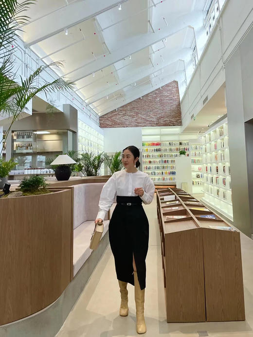 HIDEMI假两件衬衫拼接毛呢廓形轻礼服连衣裙 商品图1