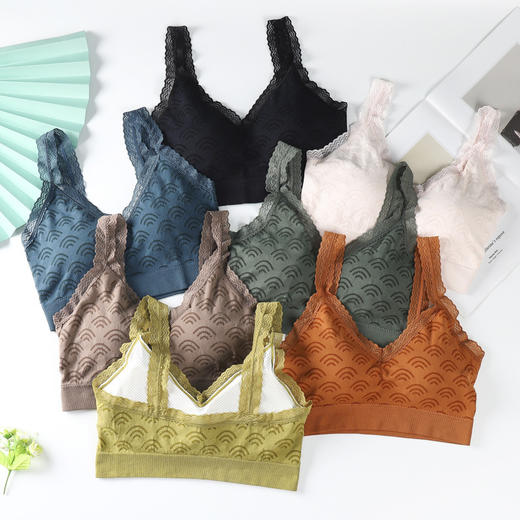 上海旗袍厂GY-6610#新款无缝无钢圈美背裹胸文胸内衣女高弹蚕丝蛋白女士蕾丝抹胸 商品图3