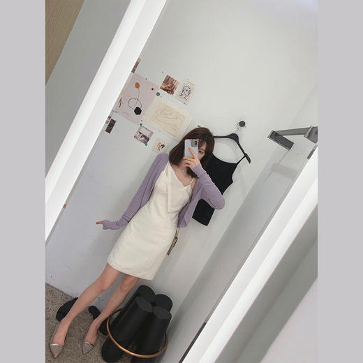 【金蘑菇菇 恋爱预感两件套】糖果色针织小开衫+修身吊带裙 商品图4