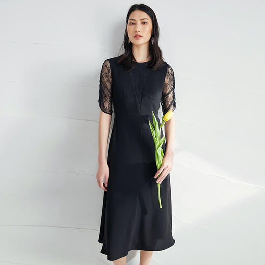 EITIE爱特爱女装夏季新款优雅蕾丝拼接连衣裙女6507240 商品图2