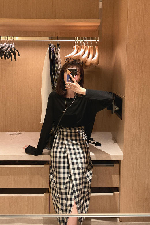 【金蘑菇菇 vintage mood格裙系列】伞裙/直筒裙 复古格子半身裙 商品图5