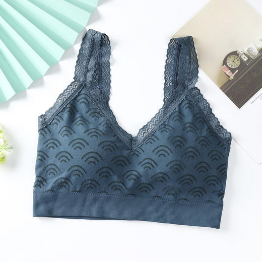 上海旗袍厂GY-6610#新款无缝无钢圈美背裹胸文胸内衣女高弹蚕丝蛋白女士蕾丝抹胸 商品图5