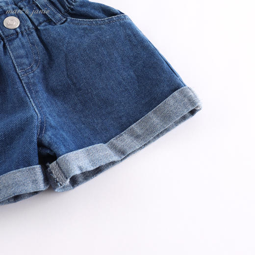 马克珍妮夏装女童木耳边腰头牛仔短裤220782 商品图4