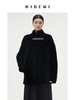 HIDEMI 黑色皮毛一体简约皮襻设计感中长款大衣 商品缩略图0