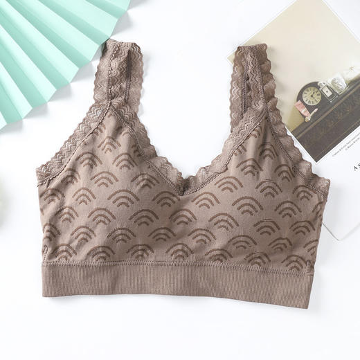 上海旗袍厂GY-6610#新款无缝无钢圈美背裹胸文胸内衣女高弹蚕丝蛋白女士蕾丝抹胸 商品图4