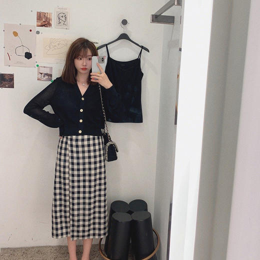 【金蘑菇菇 vintage mood格裙系列】伞裙/直筒裙 复古格子半身裙 商品图4