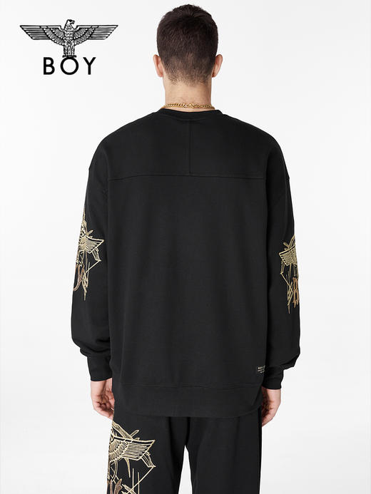 BOYLONDON套头卫衣情侣款22春夏新品前插口袋翅膀绣花长袖B221NO300002 商品图1