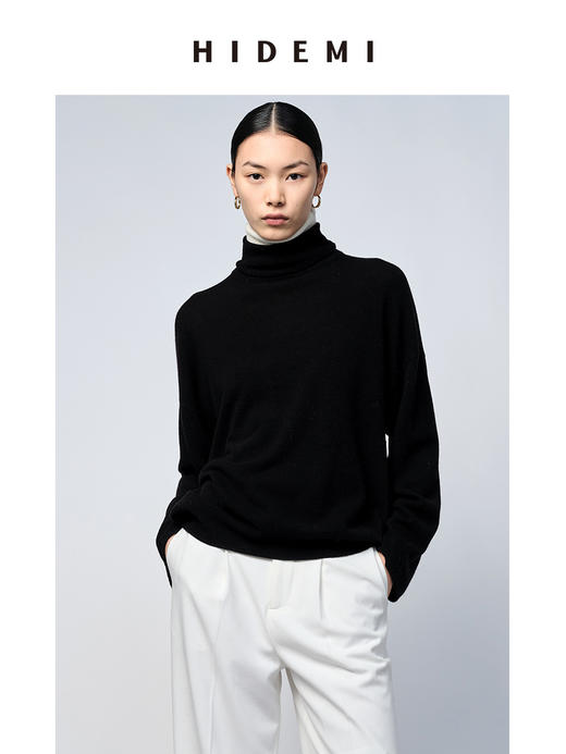 HIDEMI 美利奴羊毛系列堆堆双层领假两件毛衣 商品图0