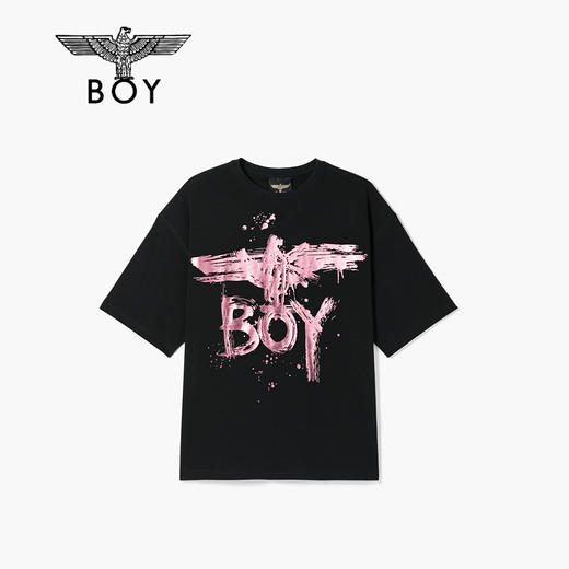 BOYLONDON男女同款22春季新品经典基础款紫金印花短袖T恤B221N0100902 商品图0