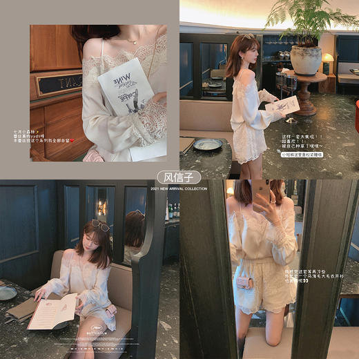 【金蘑菇菇 七月小森林】白蕾丝系设计感显瘦气质连衣裙仙女裙 商品图3