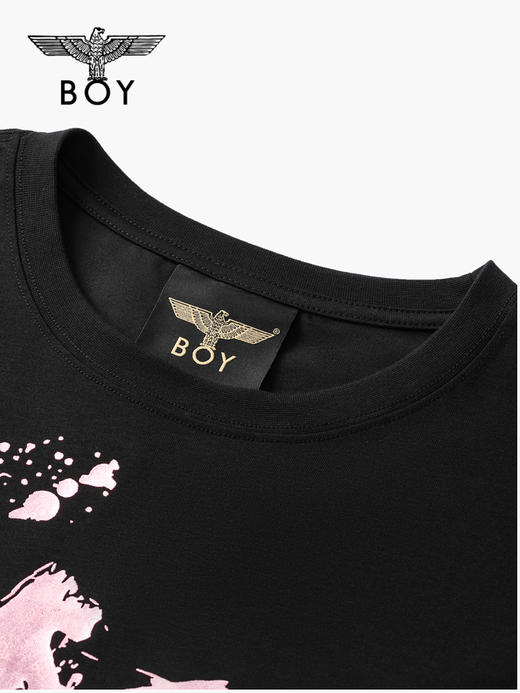 BOYLONDON男女同款22春季新品经典基础款紫金印花短袖T恤B221N0100902 商品图2
