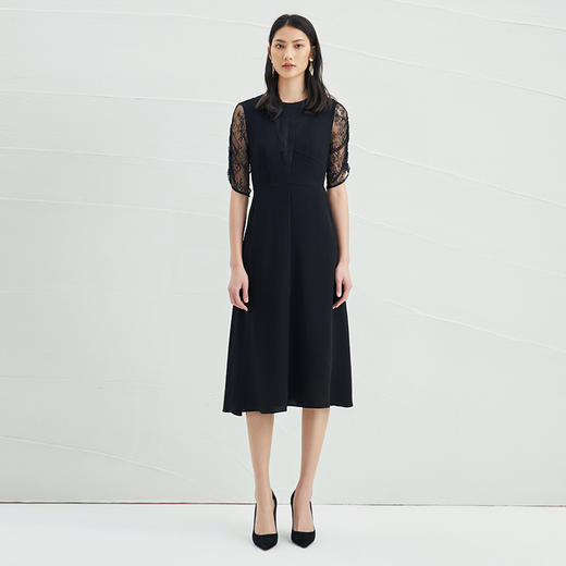 EITIE爱特爱女装夏季新款优雅蕾丝拼接连衣裙女6507240 商品图1