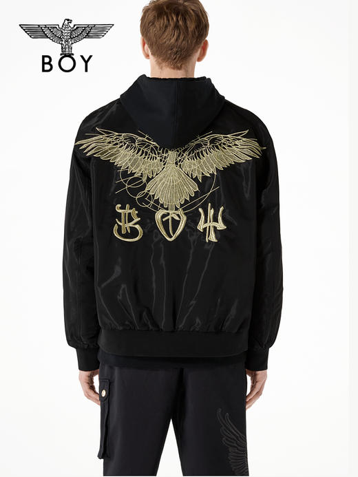 BOYLONDON短外套男女同款22春夏新品金色LOGO字母绣花夹克B221N2301802 商品图1