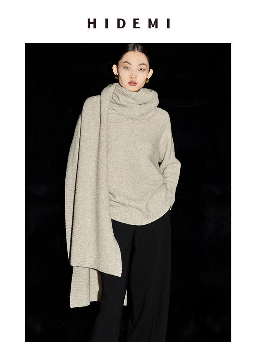 HIDEMI 耗牛毛系列燕麦米厚款立领毛衣 商品图0