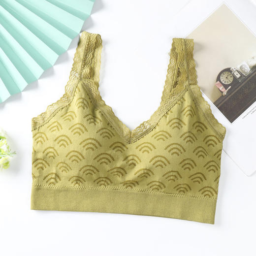上海旗袍厂GY-6610#新款无缝无钢圈美背裹胸文胸内衣女高弹蚕丝蛋白女士蕾丝抹胸 商品图6
