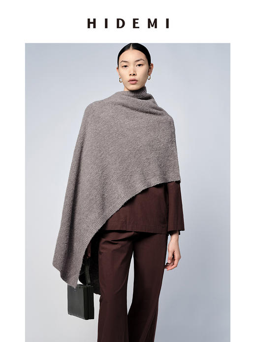 HIDEMI 美利奴羊毛系列雾灰色斗篷/披肩 商品图0
