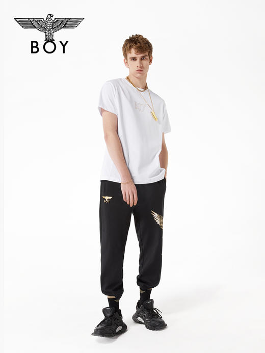 BOYLONDON短袖T恤男女同款22春夏新品烫金印花街头风上衣B221NO100101 商品图2