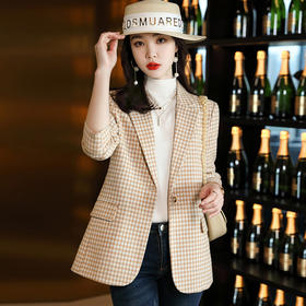 2022春季新款小西装外套女修身气质短款小个子毛呢西服外套  YX-A6129