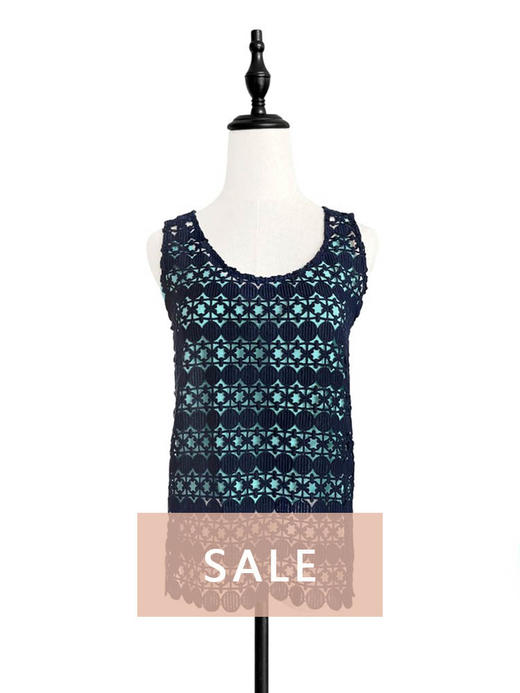 TYNVIE 两件套透视蕾丝背心 - 藏青、象牙白2色选 商品图0