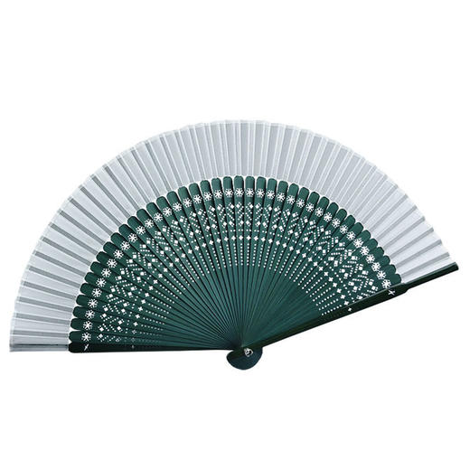 扇子折扇中国风女式夏天随身折叠汉服旗袍古风纯色空白绿色真丝扇， 商品图7
