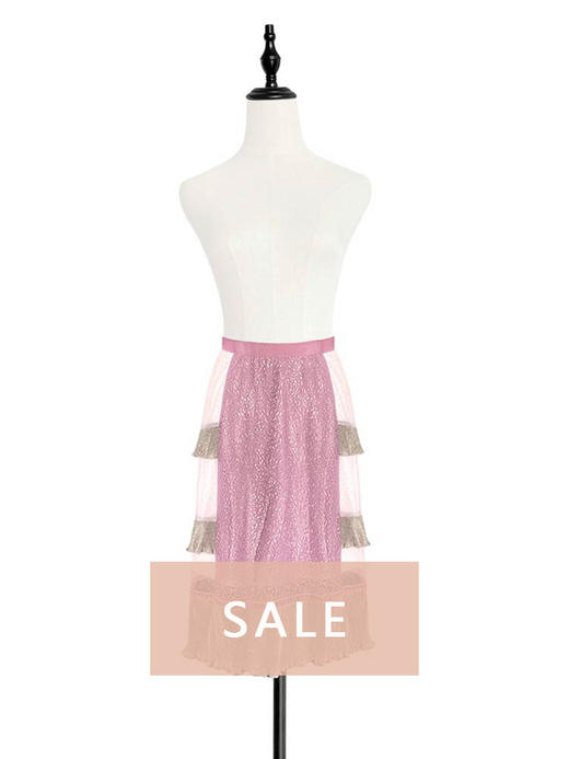 TYNVIE 蕾丝拼接直筒半身裙 - 粉色 商品图0