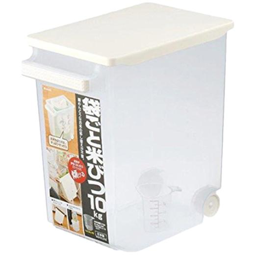【日本原装进口米桶】利快Inomata米桶大容量翻盖米箱收纳箱多功能 米箱 10kg 商品图0