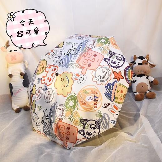 ins软萌治愈系自动雨伞晴雨两用女创意涂鸦遮阳伞防紫外线太阳伞 商品图3