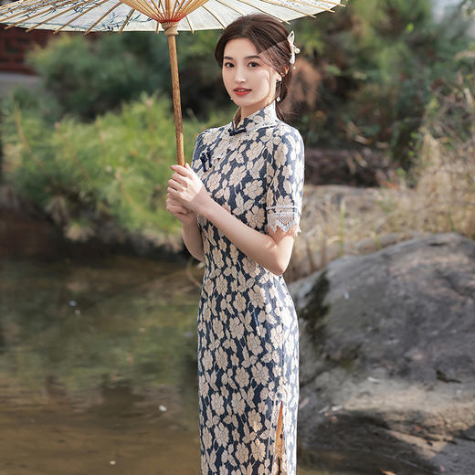 绣花改良少女年轻款旗袍，时尚礼服锦棉旗袍BS-2608 商品图2