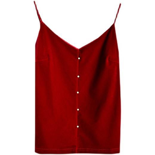 KQL-A83N8133新款时尚气质百搭细肩带双V领丝绒吊带背心 商品图4