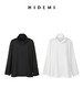 HIDEMI 醋酸缎拼接立领简约上衣 黑色/白色 商品缩略图0