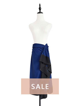 TYNVIE 不对称花边装饰裹身半身裙-藏青