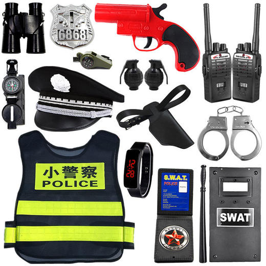 儿童小警察玩具套装大盖帽小警察帽子吃鸡过家家玩具帽玩具枪男孩 商品图9