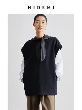 HIDEMI 简约设计感羊毛马甲/分体环保皮连帽
