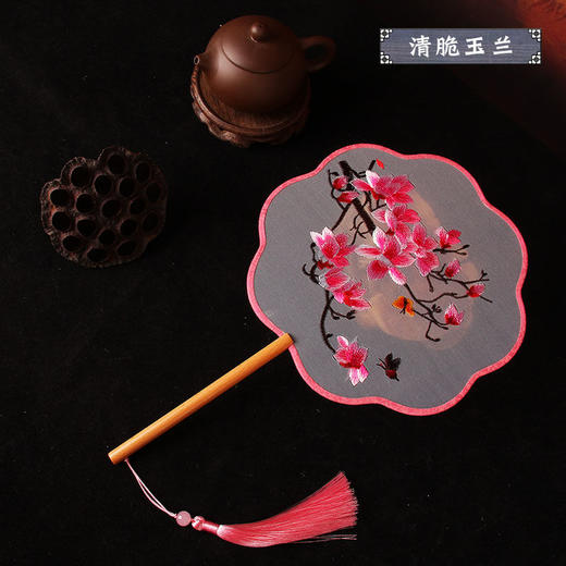 刺绣扇子宫团扇双面古典汉服舞蹈旗袍动漫配饰宫廷真丝少女心圆形 商品图9