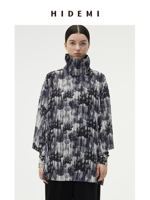 HIDEMI 艺术感印花立领上衣 商品图0